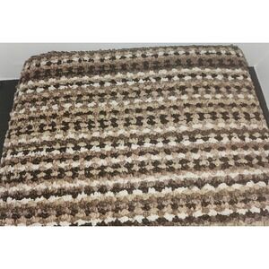 New Madison Home Room Size Rug Striped Brown Tan 5 ft x‎ 6 ft Non Skid Backing
